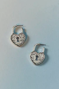 Athena Heart Lock Hoop Earring