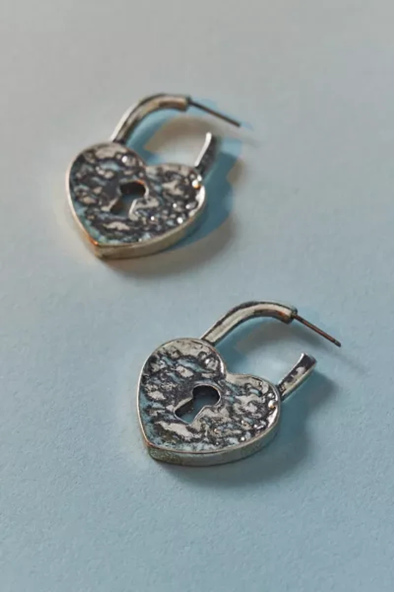 Athena Heart Lock Hoop Earring