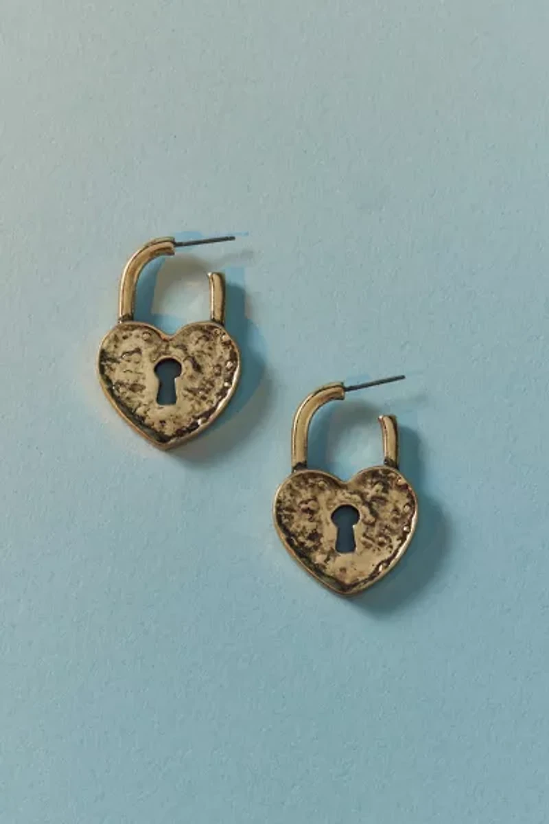 Athena Heart Lock Hoop Earring