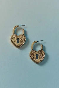 Athena Heart Lock Hoop Earring