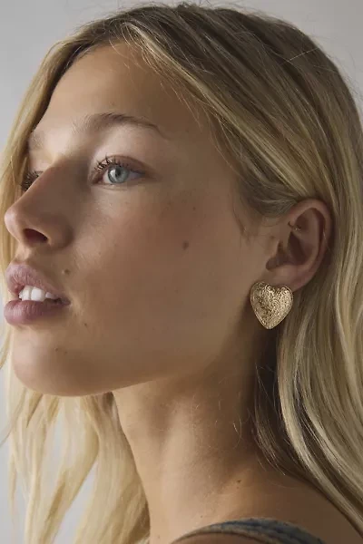 Etched Metal Heart Earring