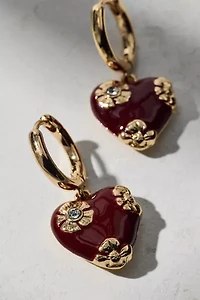 Sonia Delicate Heart Charm Huggie Hoop Earring