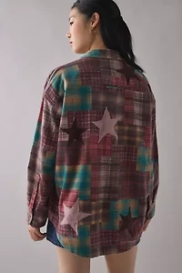 BDG Dani Cowboy Patchwork Oversized Flannel Shirt