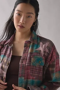 BDG Dani Cowboy Patchwork Oversized Flannel Shirt