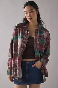 BDG Dani Cowboy Patchwork Oversized Flannel Shirt