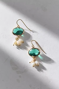 Lucca Gem And Pearl Drop Earring
