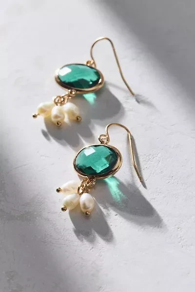 Lucca Gem And Pearl Drop Earring