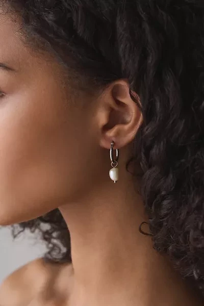 14K Gold Plated Freshwater Pearl Mini Hoop Earring