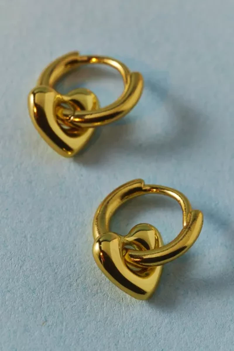 14k Gold Plated Puffy Heart Mini Hoop Earring