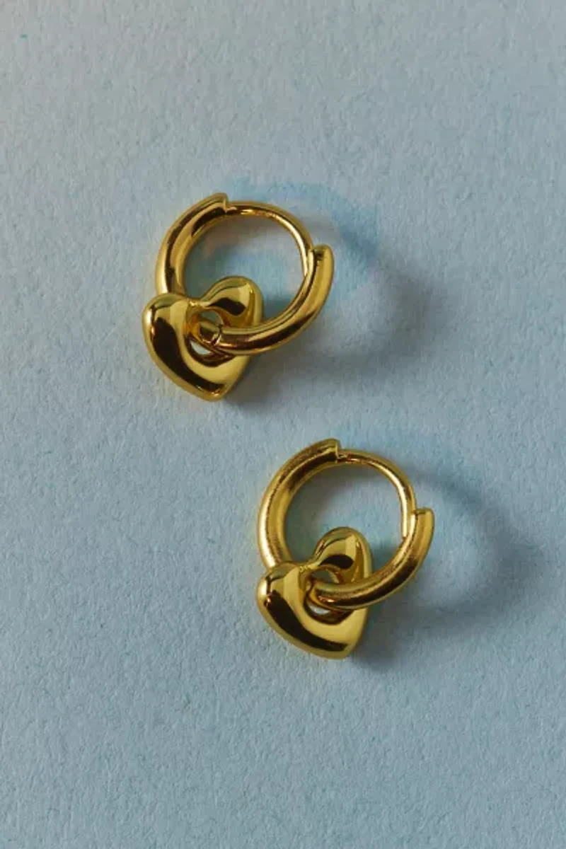 14k Gold Plated Puffy Heart Mini Hoop Earring