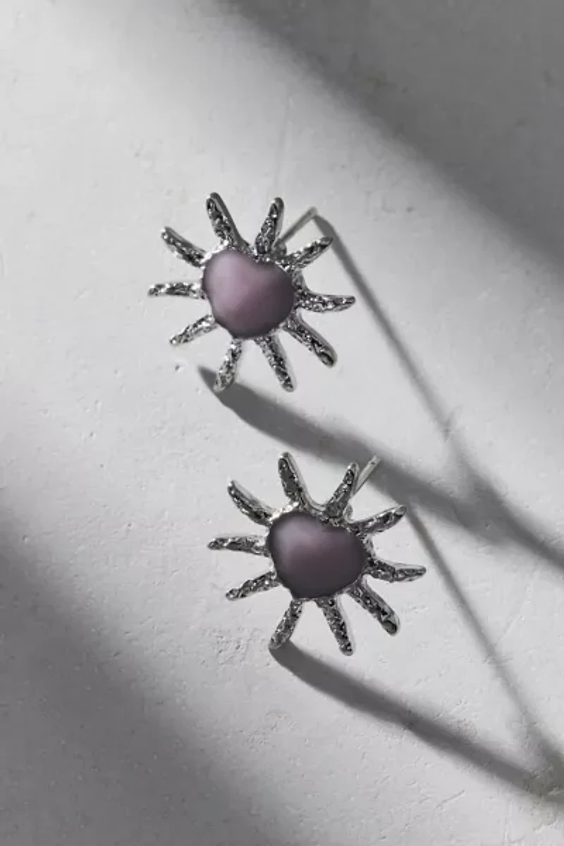 14k Gold Plated Sunburst Stud Earring