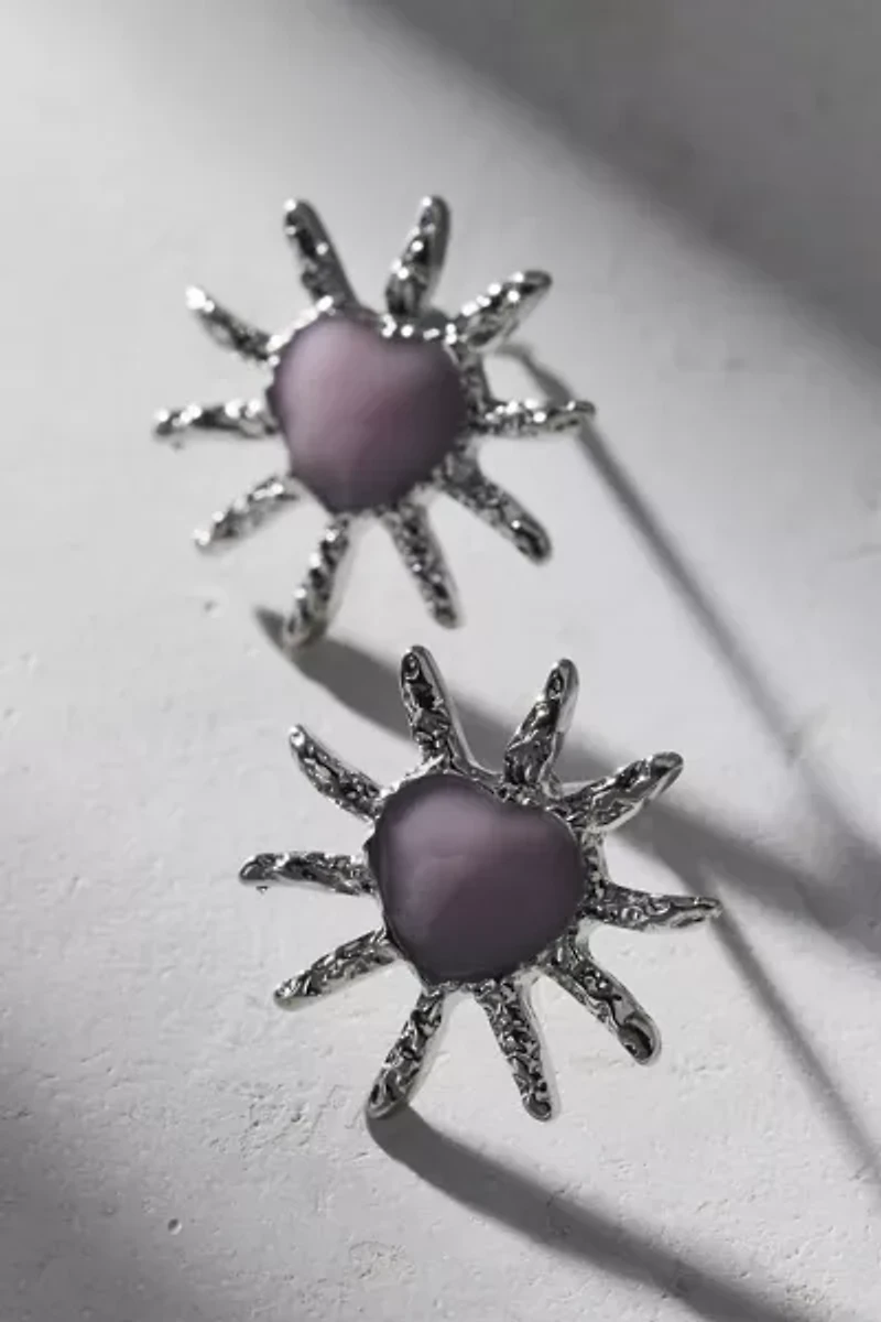 14k Gold Plated Sunburst Stud Earring