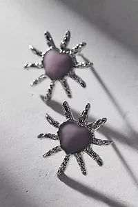 14k Gold Plated Sunburst Stud Earring