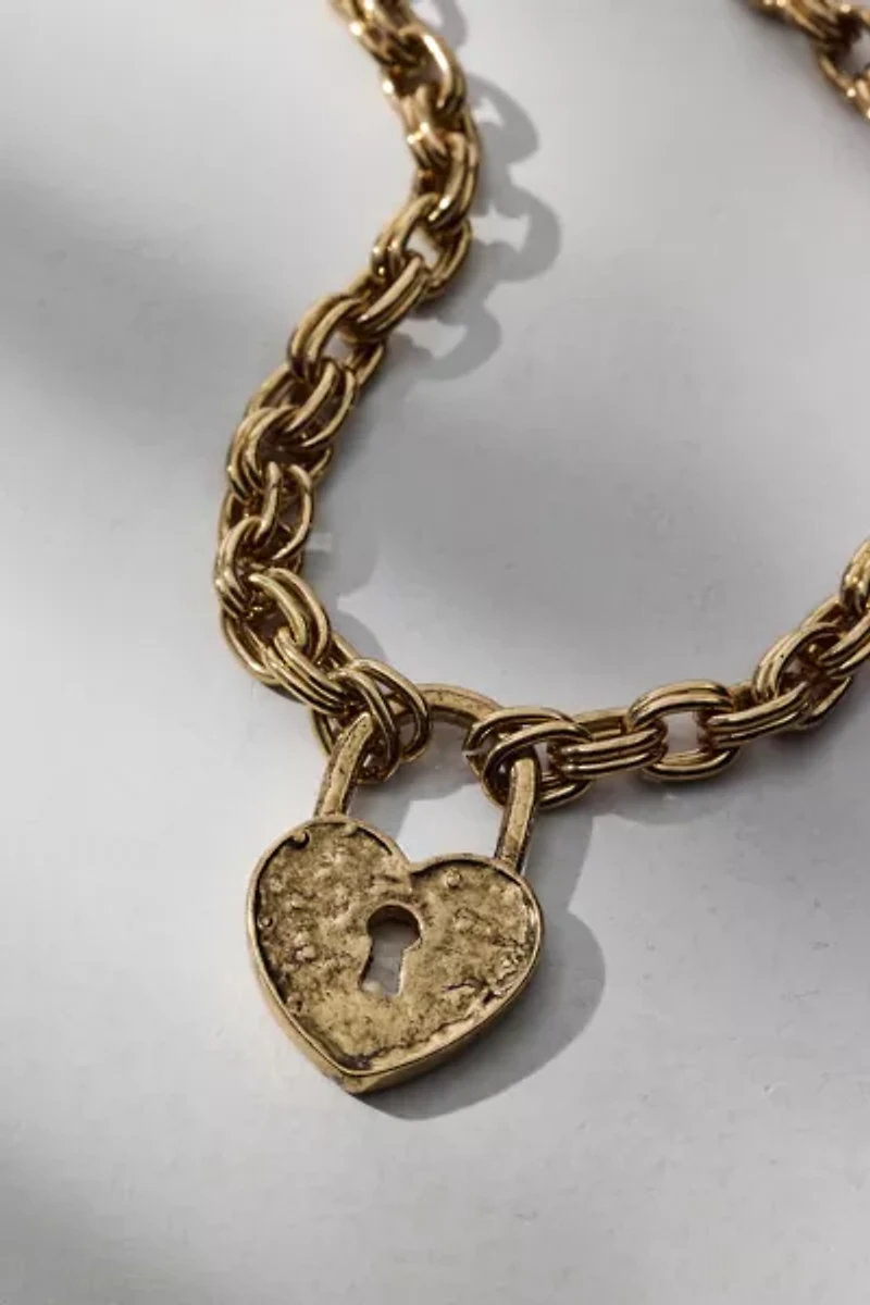 Athena Heart Padlock Pendant Necklace