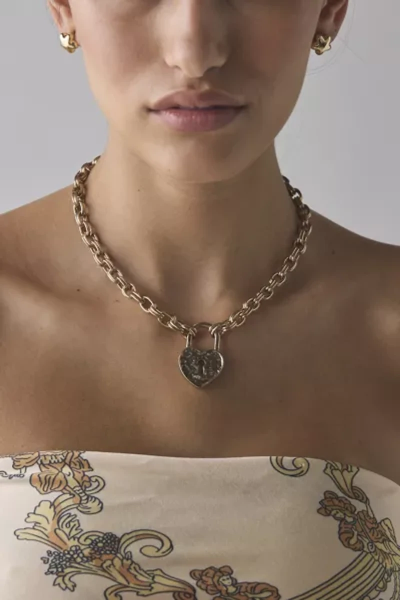 Athena Heart Padlock Pendant Necklace
