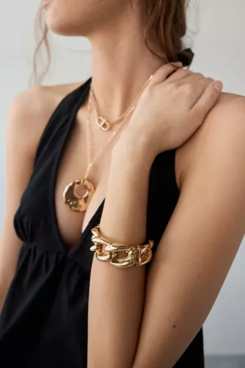 Chunky Metal Chain Link Cuff Bracelet