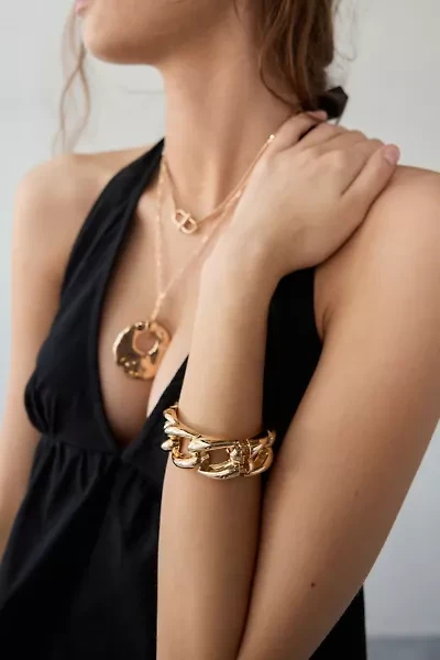 Chunky Metal Chain Link Cuff Bracelet
