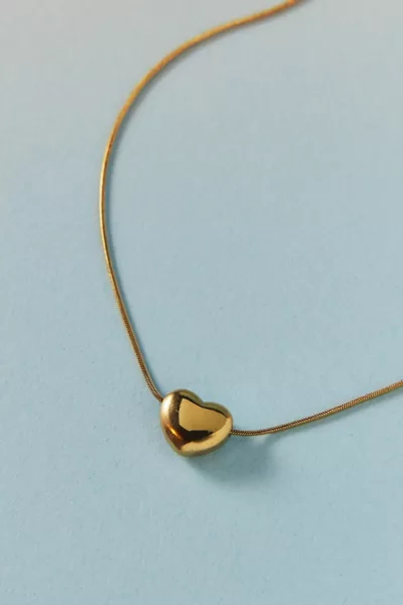 Waterproof Lydia Puffy Heart Pendant Necklace