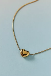 Waterproof Lydia Puffy Heart Pendant Necklace