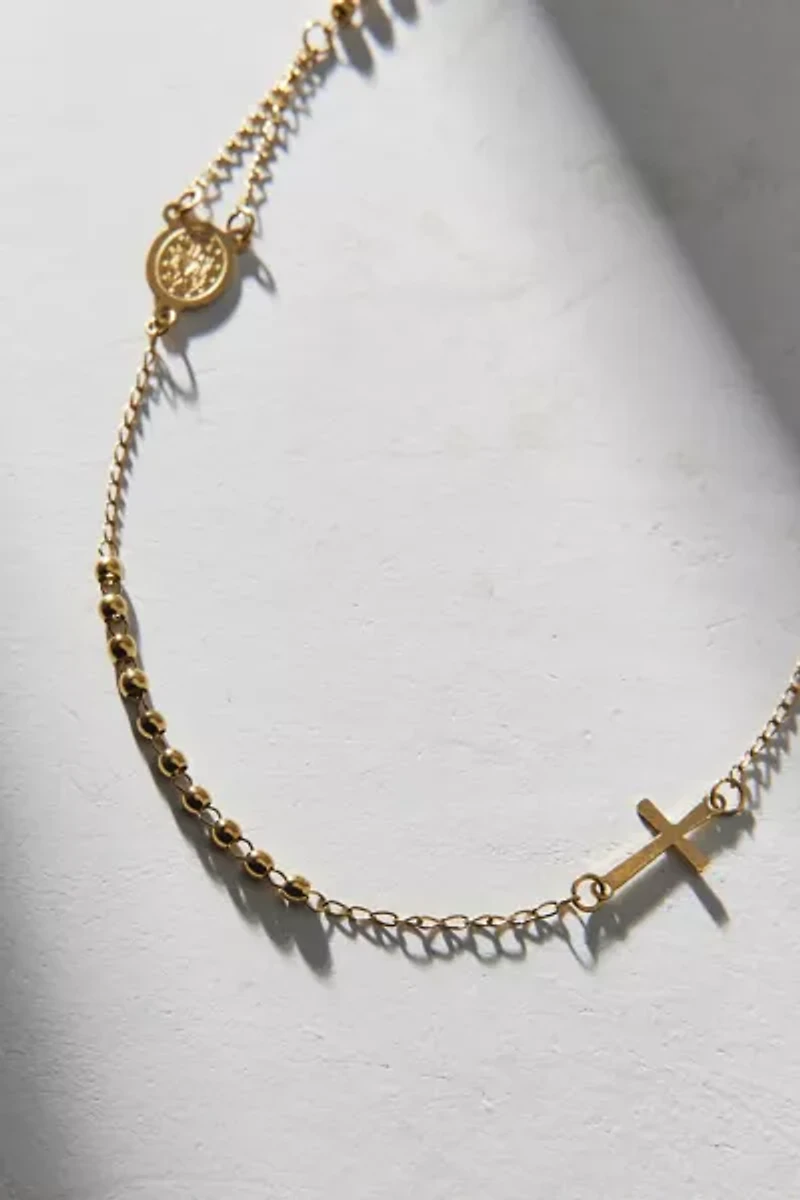 Waterproof Rosie Cross Strand Necklace