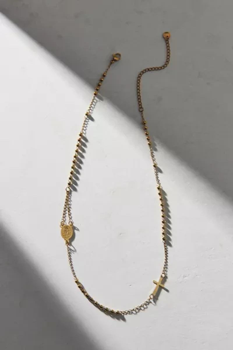 Waterproof Rosie Cross Strand Necklace