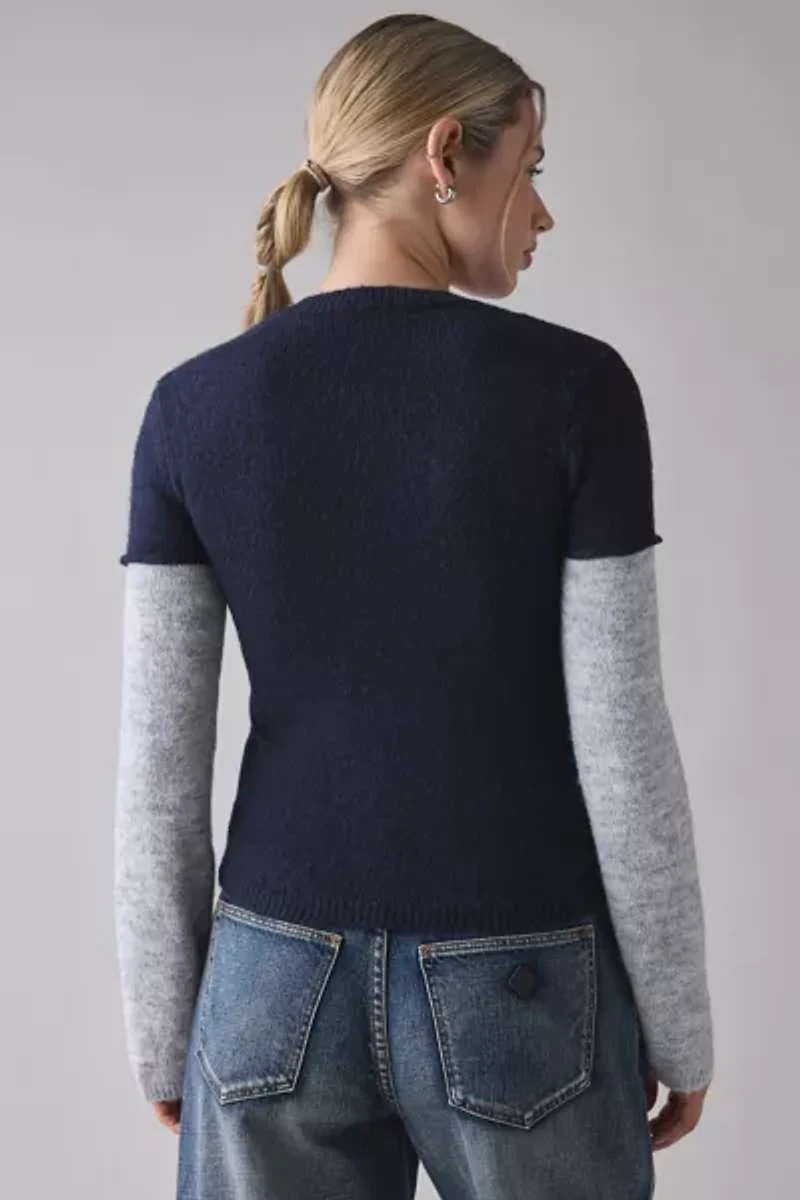 BDG Riley Graphic Long Sleeve Layered Sweater