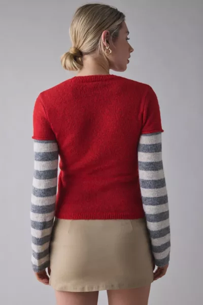 BDG Riley Graphic Long Sleeve Layered Sweater