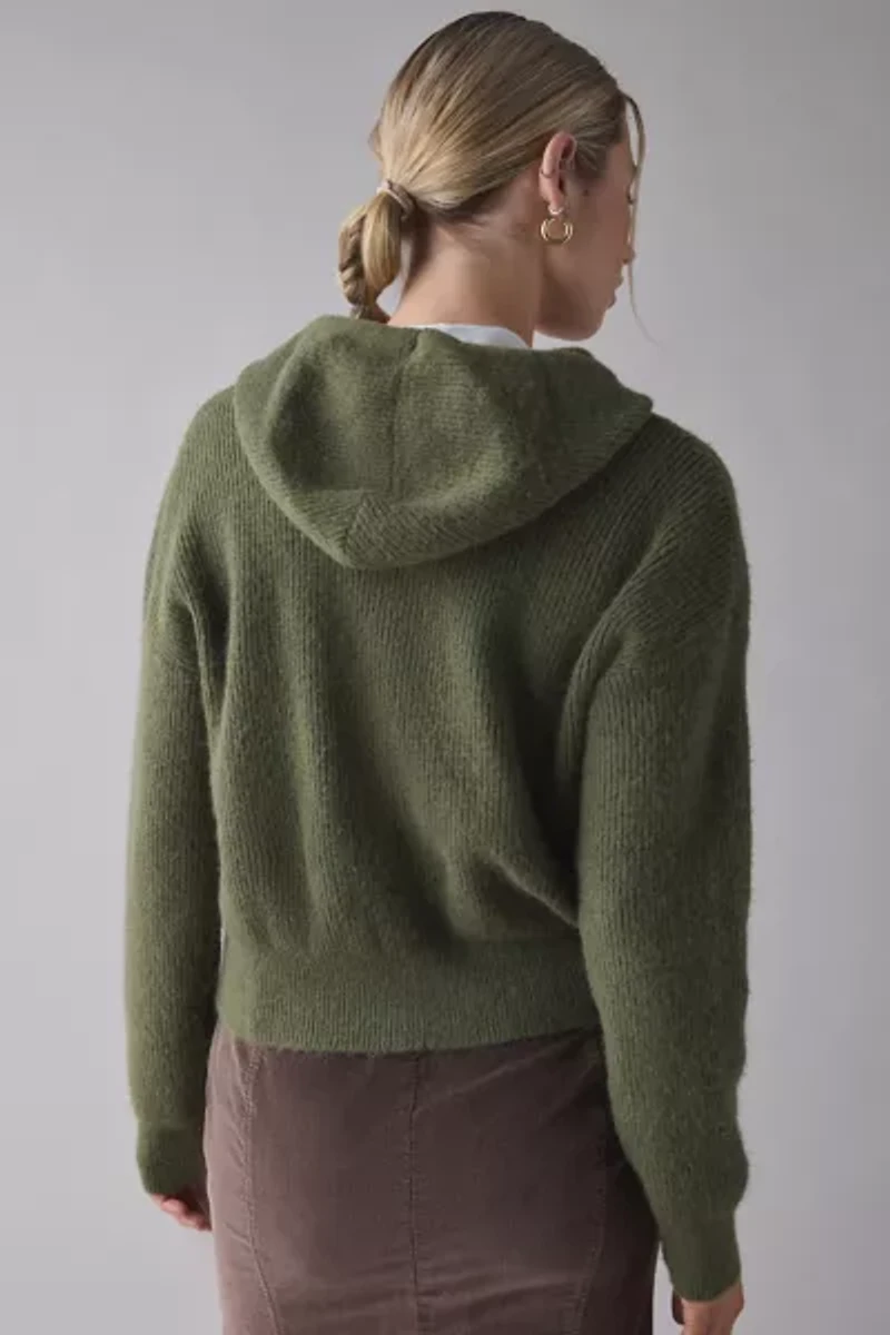 BDG Connie Ribbed Knit Hoodie Cardigan