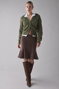 BDG Connie Ribbed Knit Hoodie Cardigan