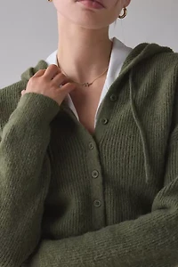 BDG Connie Ribbed Knit Hoodie Cardigan