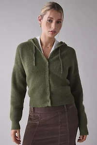 BDG Connie Ribbed Knit Hoodie Cardigan