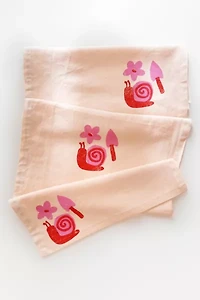 Julie Peach Block Printed Snails Table Runner