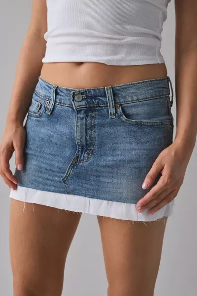 ReMADE By UO Gummy Denim Shirt Trim Mini Skirt
