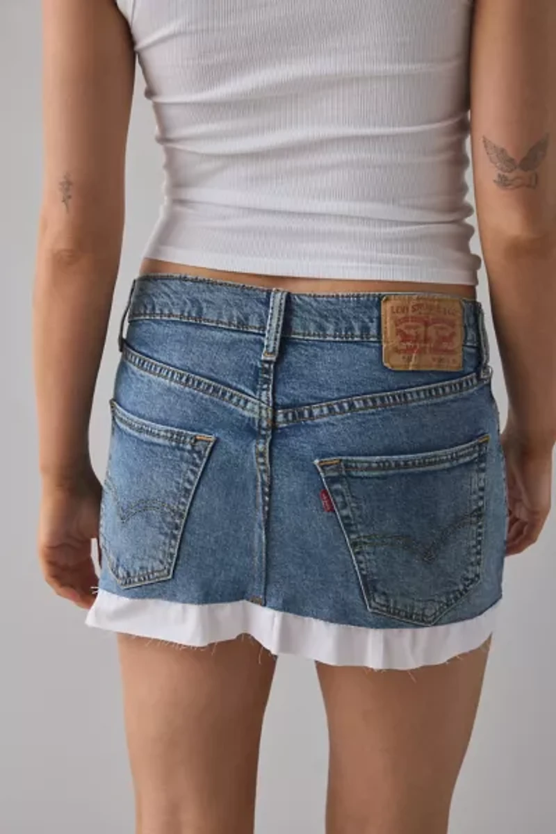 ReMADE By UO Gummy Denim Shirt Trim Mini Skirt