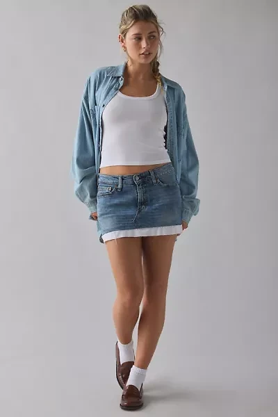 ReMADE By UO Gummy Denim Shirt Trim Mini Skirt