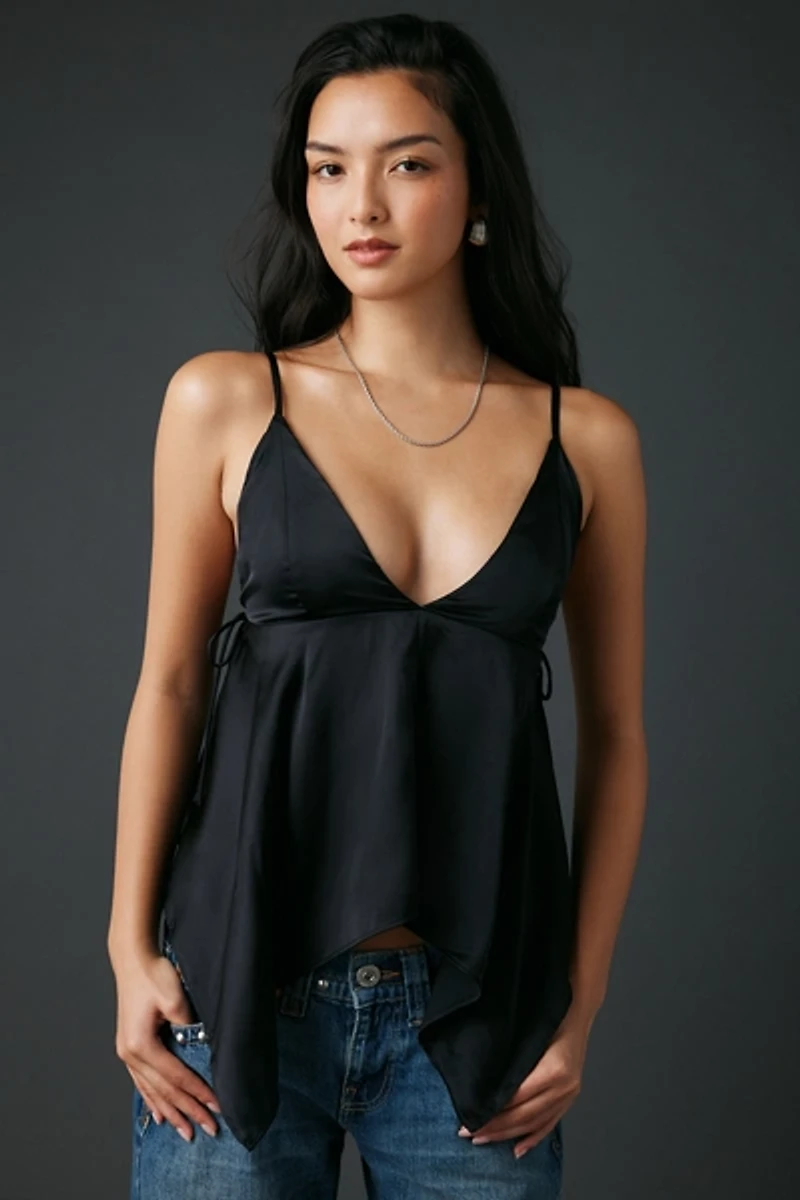 UO Spellbound Satin Hanky Hem Babydoll Cami