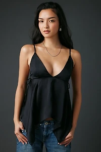 UO Spellbound Satin Hanky Hem Babydoll Cami
