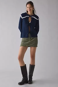 Glamorous Sailor Collar Tie-Front Oversized Cardigan