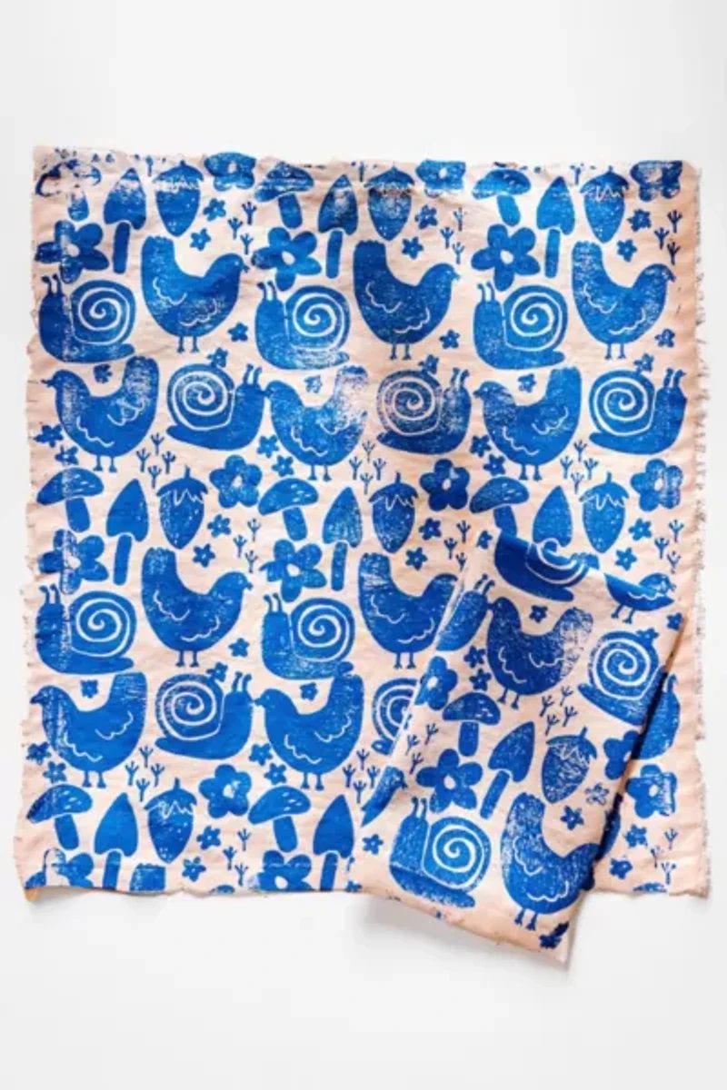 Julie Peach Block Printed Garden Party Napkins