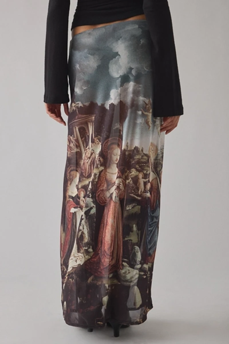 Kimchi Blue High Heavens Sheer Mesh Low-Rise Maxi Skirt