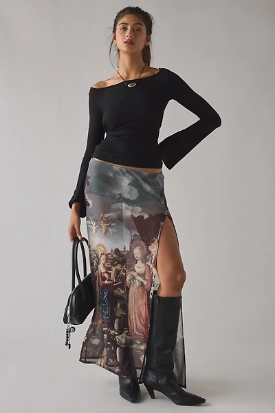 Kimchi Blue High Heavens Sheer Mesh Low-Rise Maxi Skirt