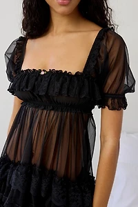 Out From Under Sweetie Pie Lace Trim Ruffle Sleep Dress