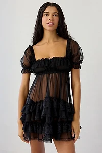 Out From Under Sweetie Pie Lace Trim Ruffle Sleep Dress