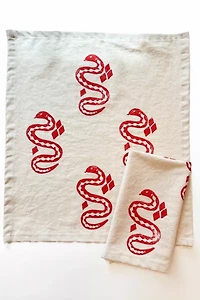 Julie Peach Block Printed Snakes Napkins