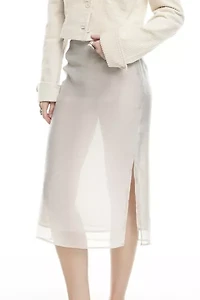 Lioness Paradise Side-Slit Sheer Midi Skirt