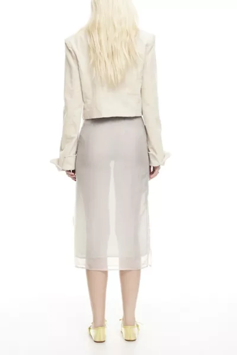 Lioness Paradise Side-Slit Sheer Midi Skirt