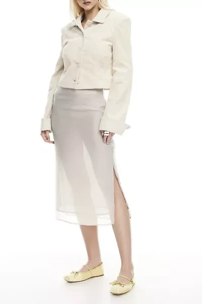 Lioness Paradise Side-Slit Sheer Midi Skirt