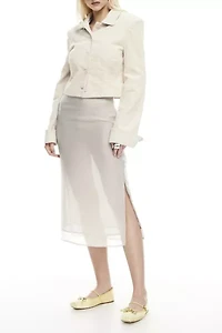 Lioness Paradise Side-Slit Sheer Midi Skirt