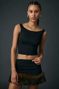 UO Fur-Ever Fine Faux Fur Trim 2-Piece Skirt Set