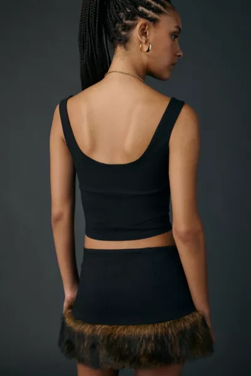 UO Fur-Ever Fine Faux Fur Trim 2-Piece Skirt Set